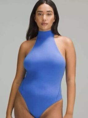 NWT! lululemon athletica Blue Mock-Neck Bodysuit M